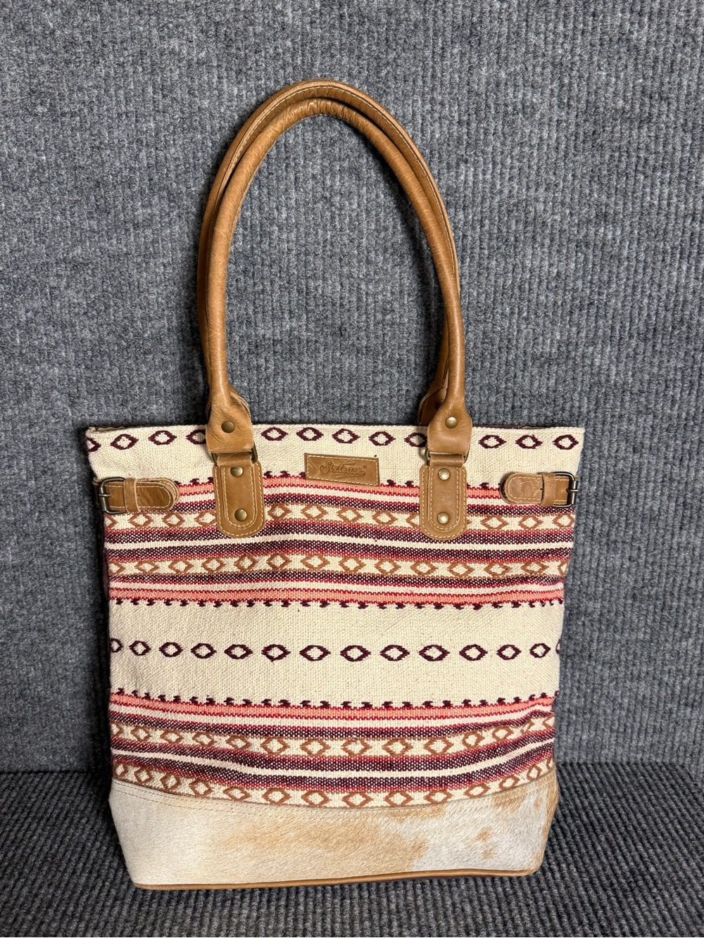 Sixtease Merlot Geometric Southwestern Kilim Tote Shoulder Bag